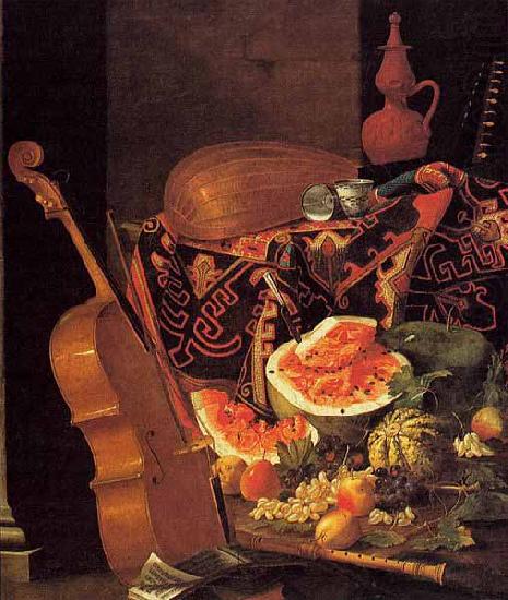 Cristoforo Munari Still-Life with Musical Instruments and Fruit oil painting picture